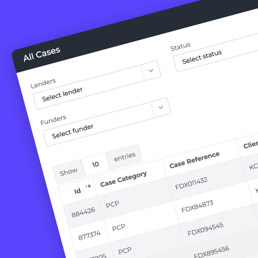 Case management screen