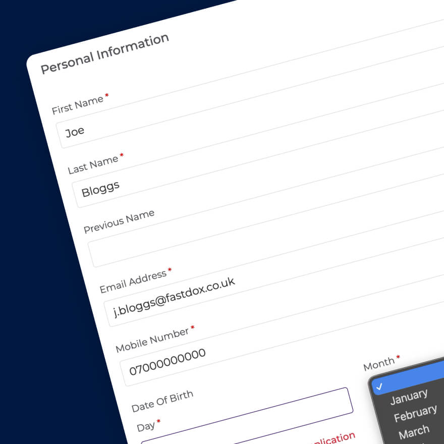 Form to collect personal details